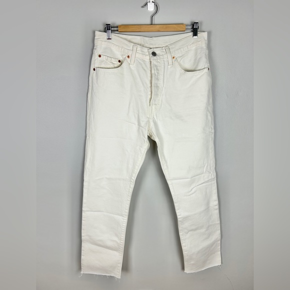 Levi's Denim - LEVI'S 501 Premium Jeans Cream 31 Cotton High Rise Neutral Spring Straight‎ Leg